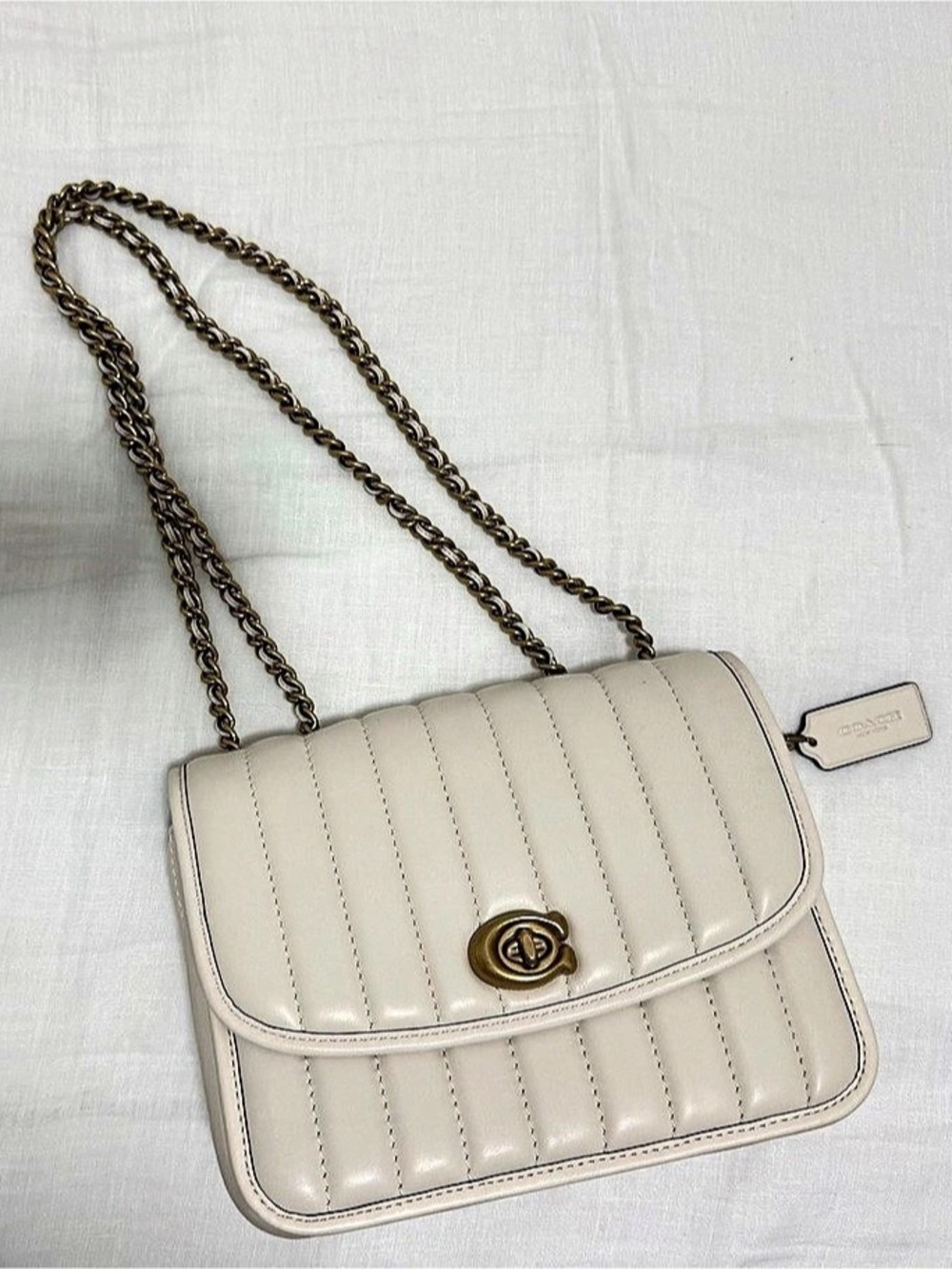 Coach Tabby Shoulder Bag 26 with Quilting Quilted Crossbody White